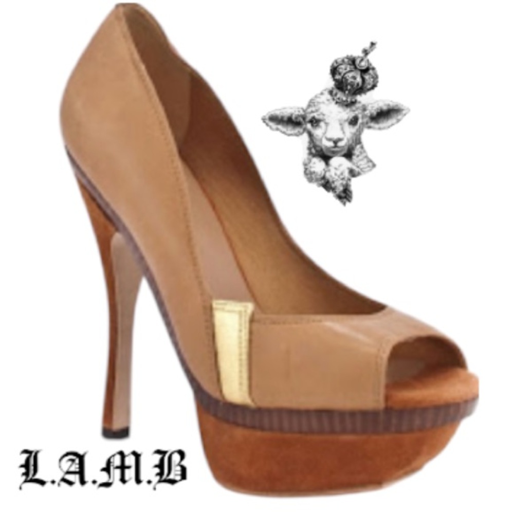 L.A.M.B -Gale Platform Stiletto Peep Toes - Picture 1 of 16